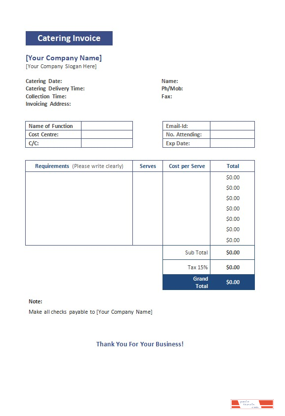 Free Catering Invoice Template 2 PSD template